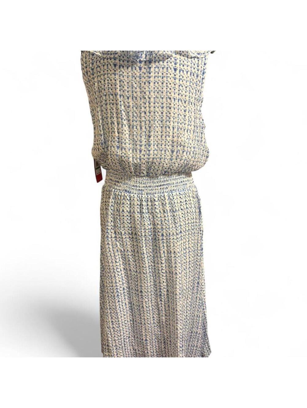 Vince Camuto blue and white dress with ruffle collar Size L NWT - Picture 6 of 7